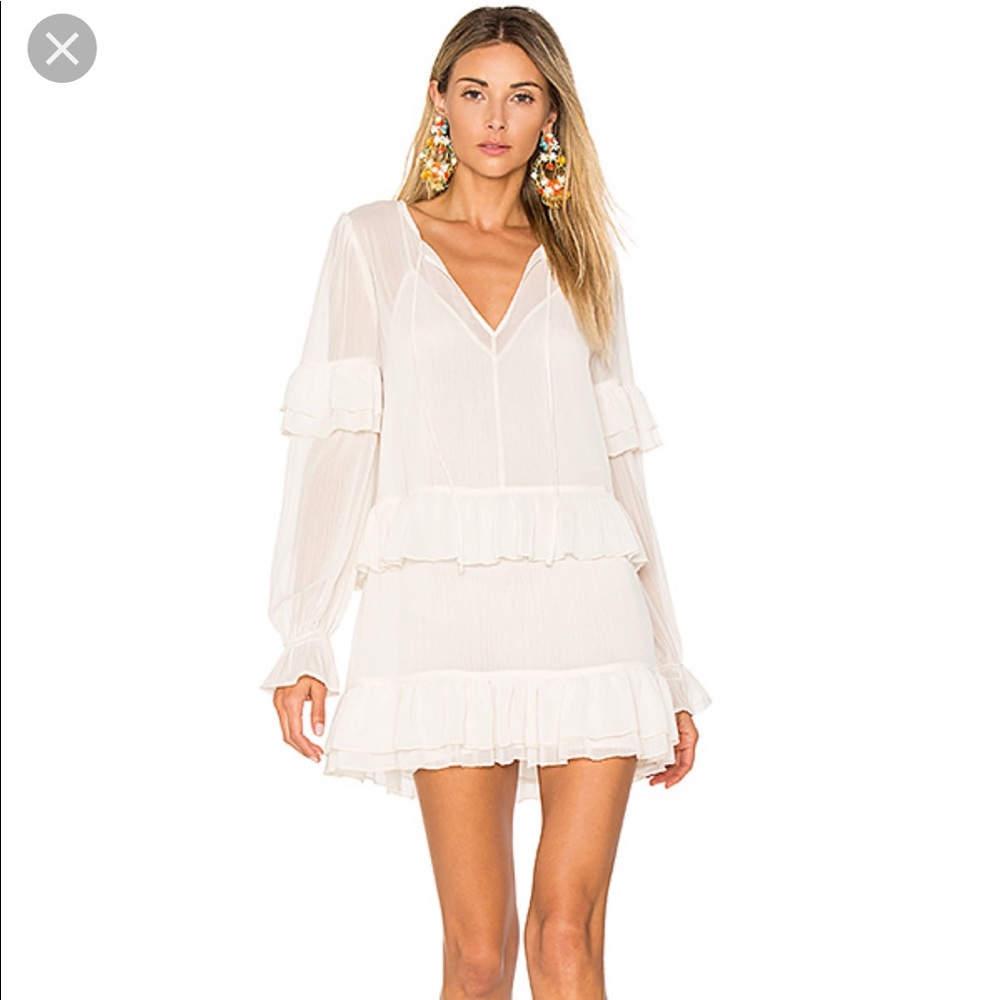 Tularosa white ruffle dress with slip